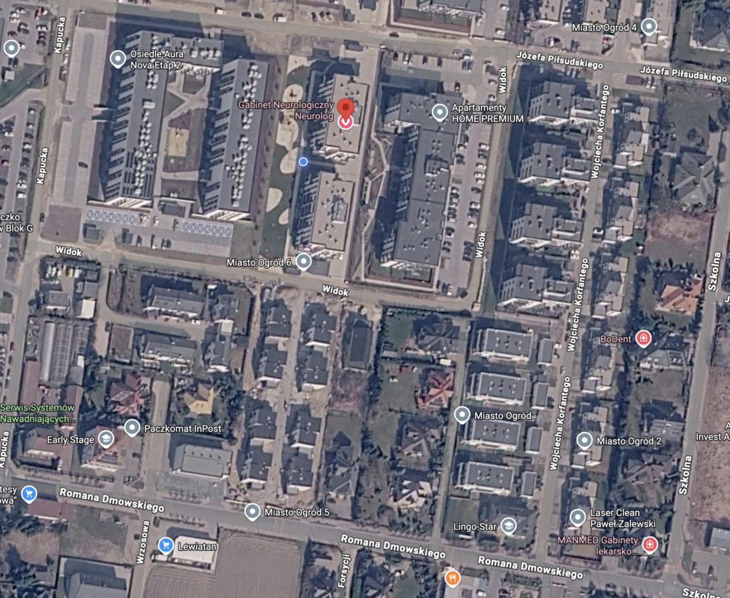 Druga mapa okolicy gabinetu ułatwiająca orientację przy dojeździe